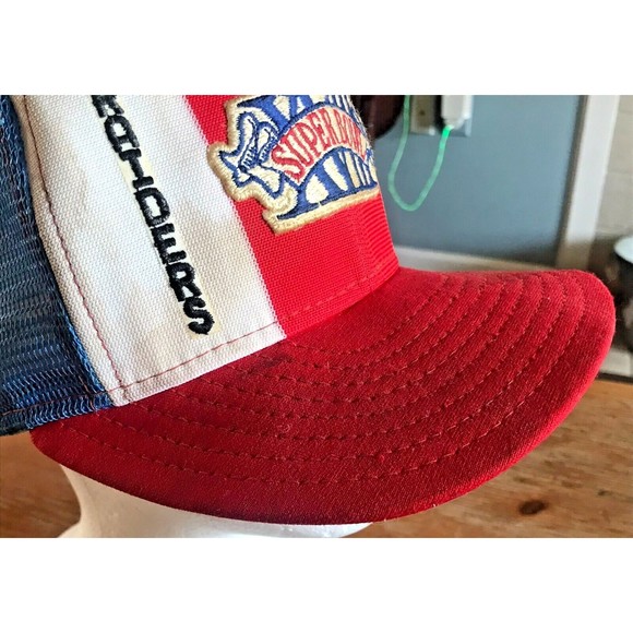 Super Bowl XVIII AJD Lucky Stripes Snapback Hat Mesh Trucker Redskins Raiders - Picture 6 of 12